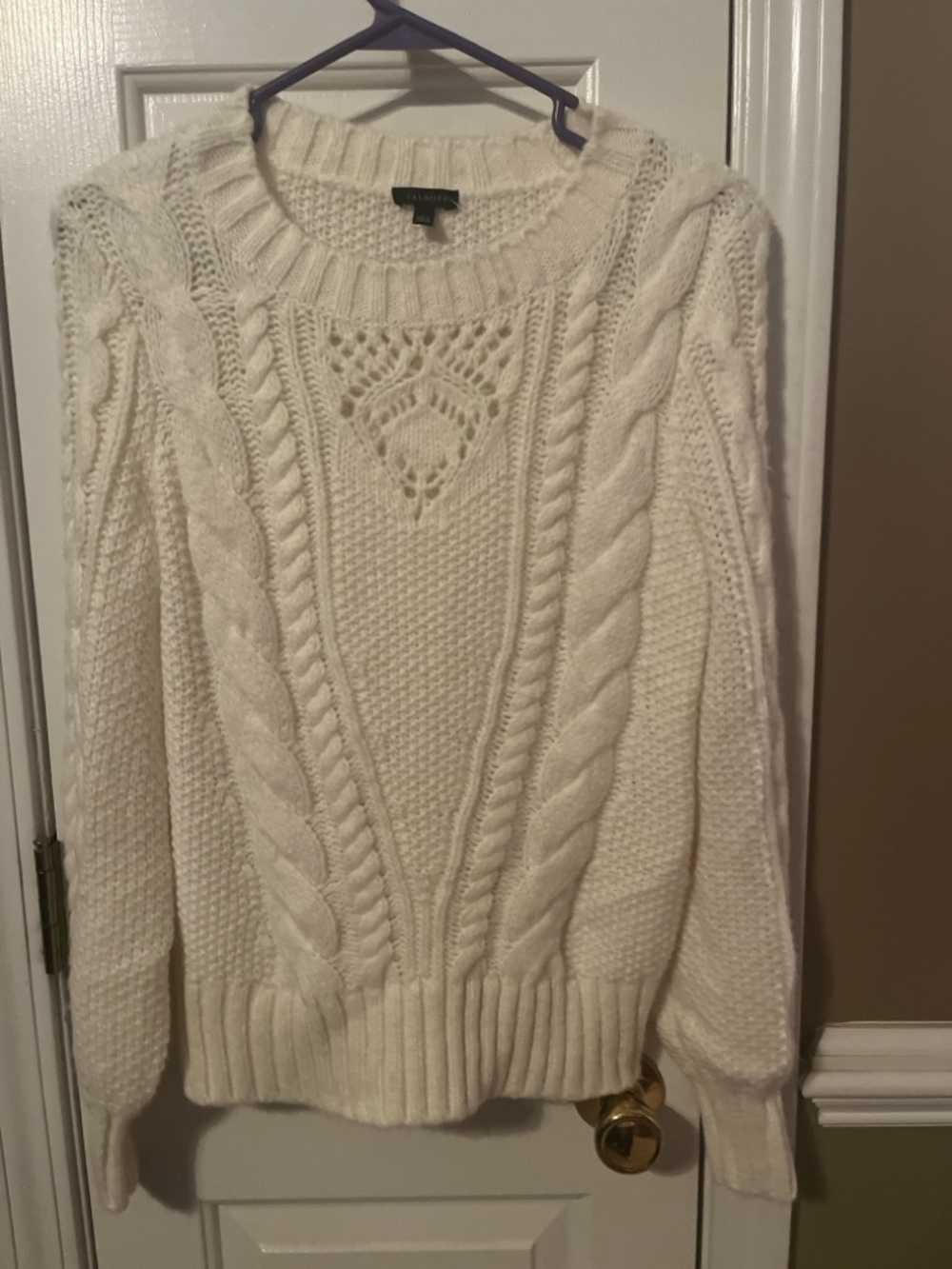 Talbots Cream Cable Knit Crewneck Sweater